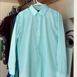 Slim fit paste blue button down